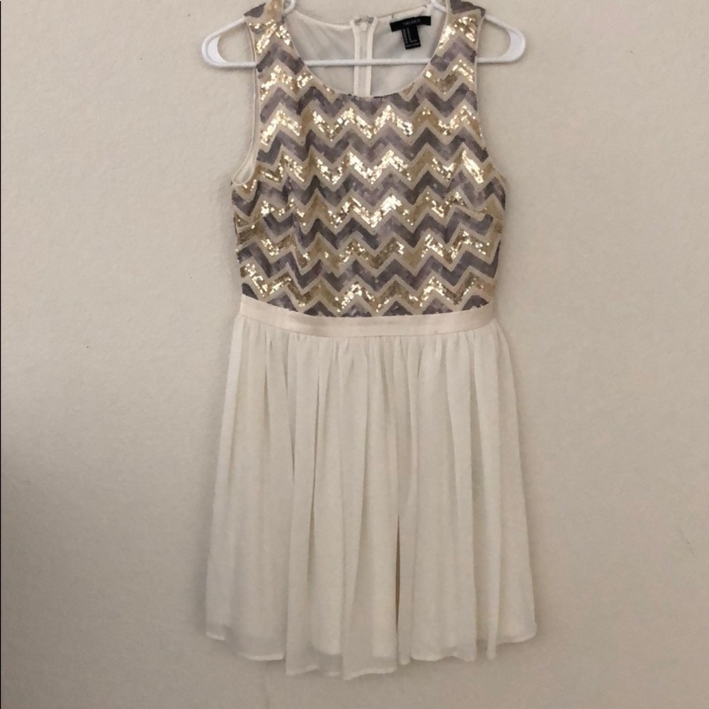 Sequenced Chevron Dress with Chiffon